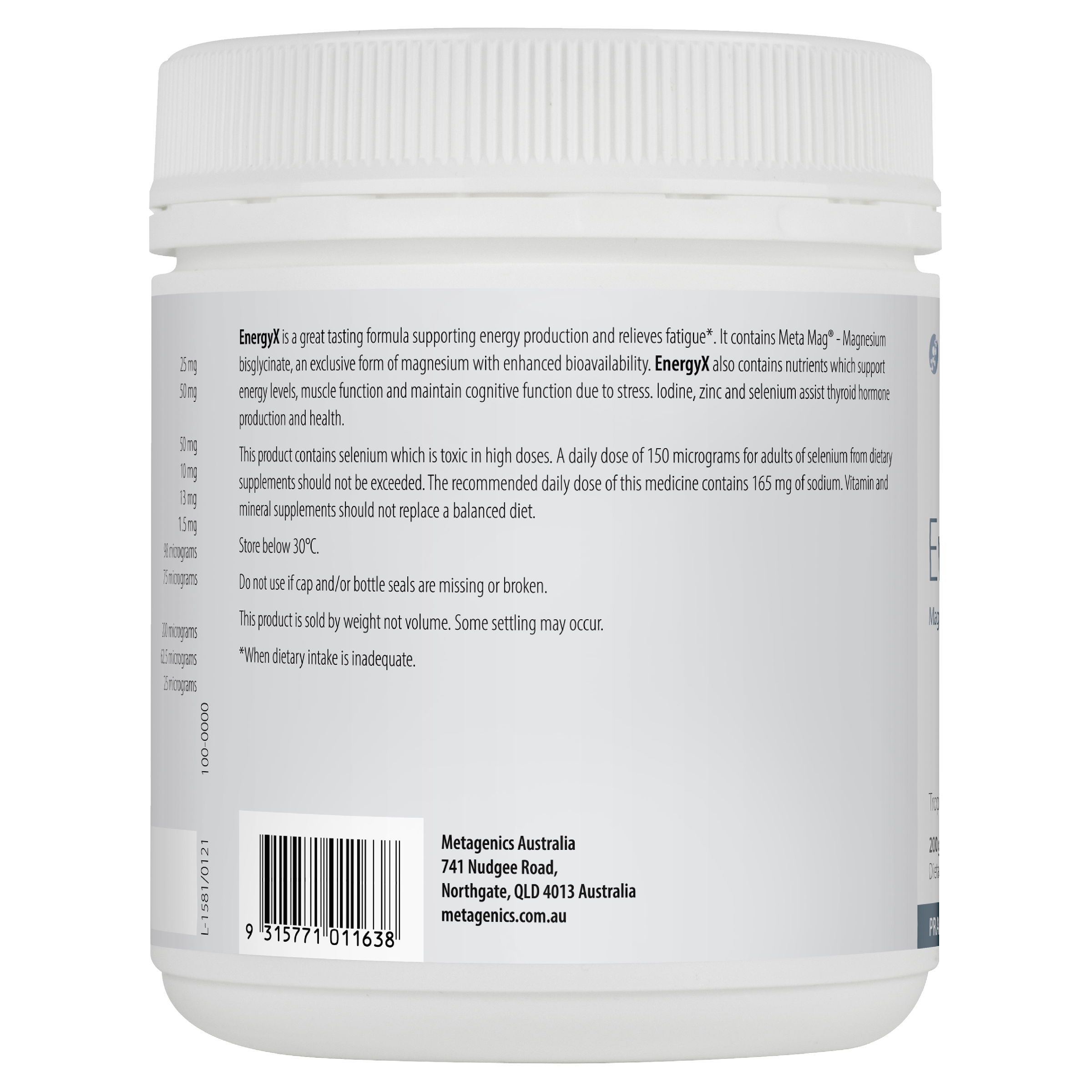 Metagenics EnergyX Oral Powder Tropical Flavour 200 g