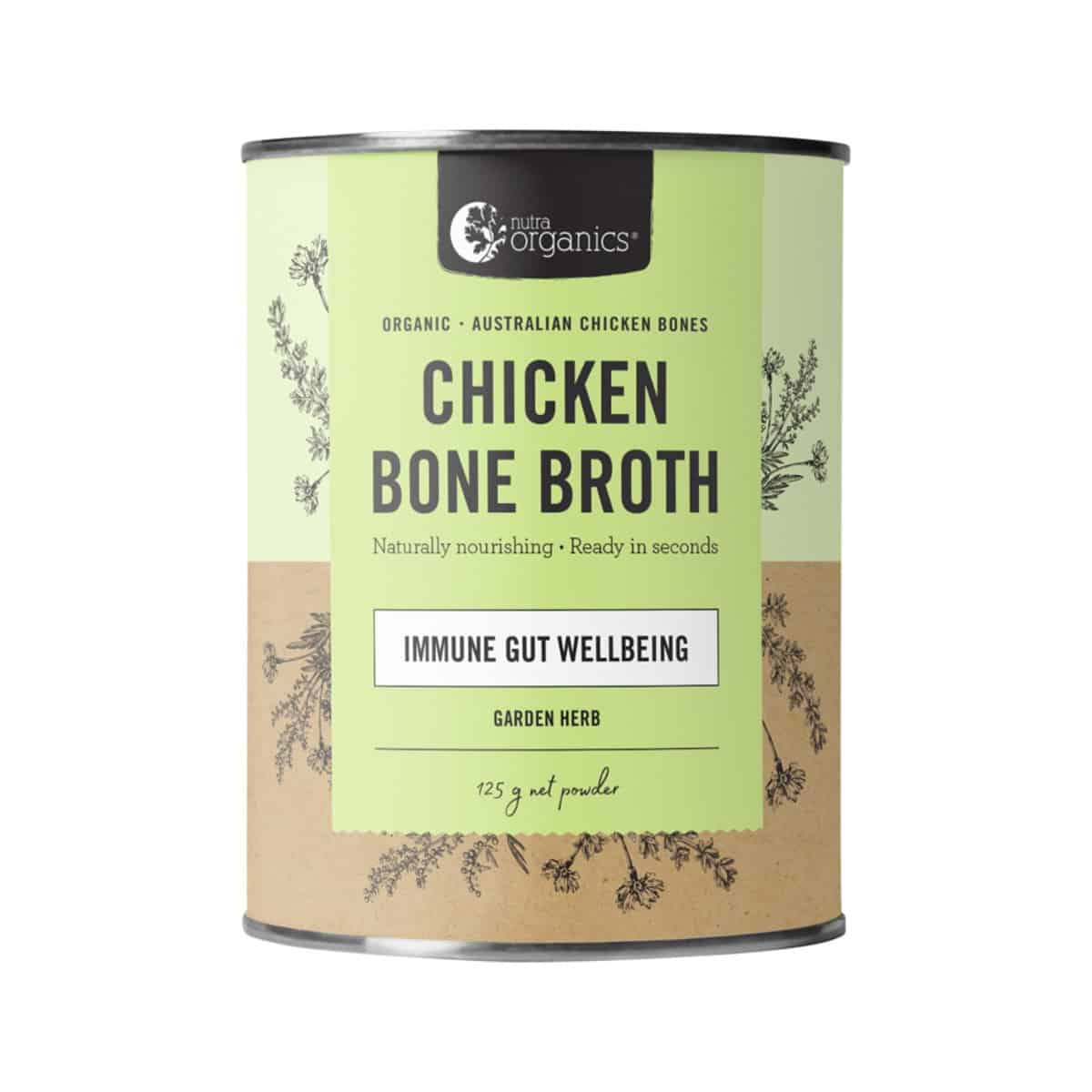 NutraOrganics Chicken Bone Broth Garden Herb Flavour 125g