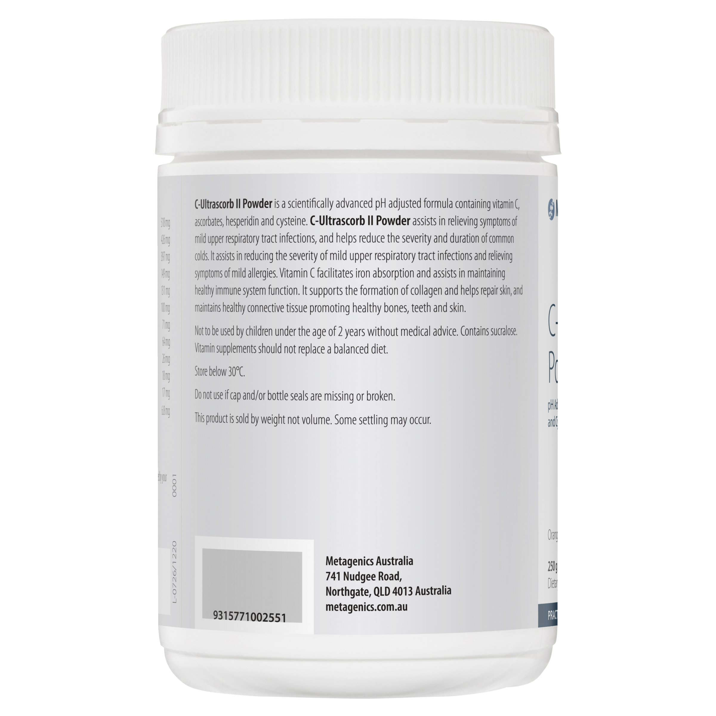 Metagenics C-Ultrascorb II Powder Oral Powder Orange Flavour 250 g