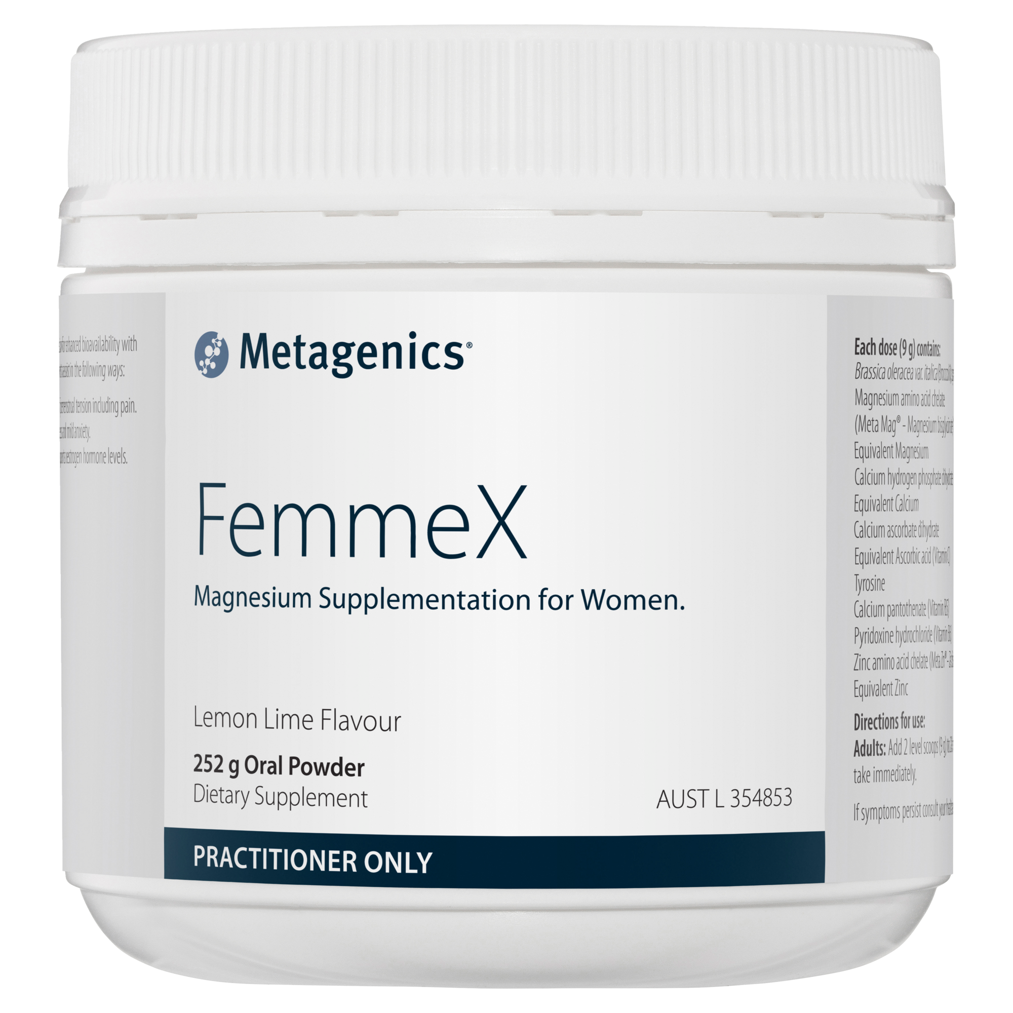 Metagenics FemmeX Oral Powder Lemon Lime Flavour 252 g
