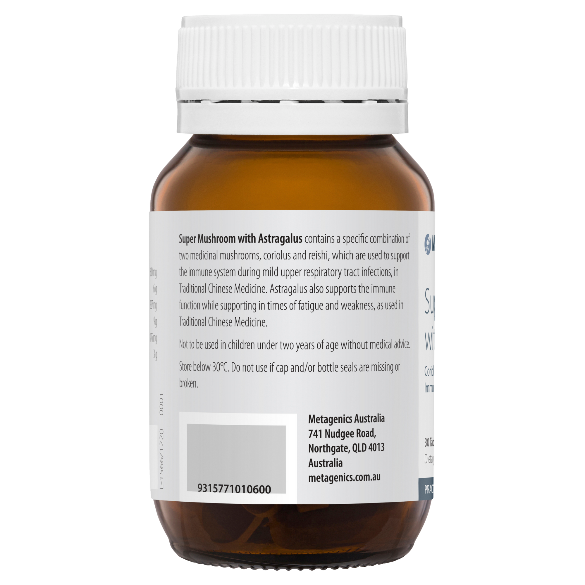 Metagenics Super Mushroom with Astragalus 30 Tablets Botanica Medicines