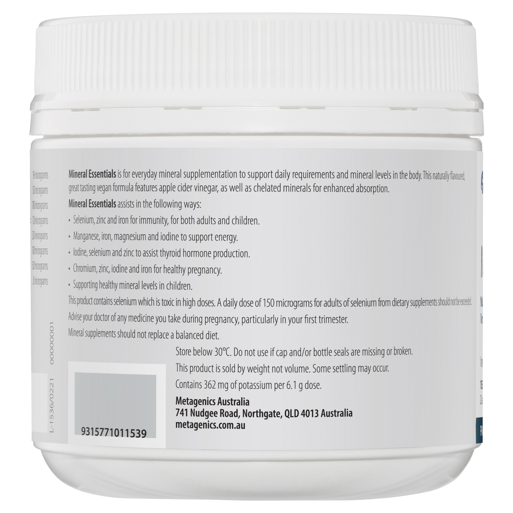 Metagenics Mineral Essentials Oral Powder Vanilla Flavour 153 g