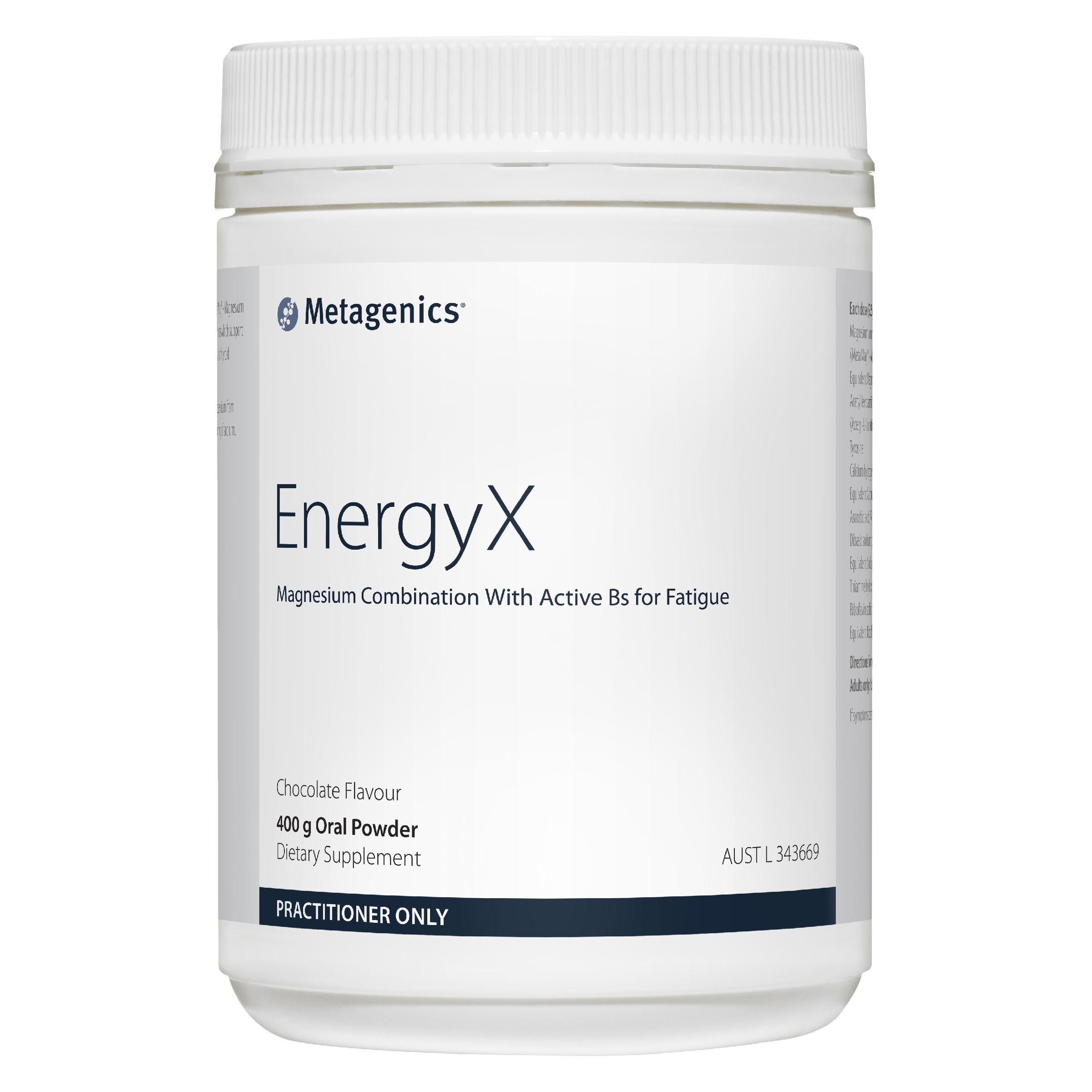 Metagenics EnergyX Oral Powder Chocolate Flavour 400 g Botanica Medicines