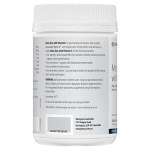 Metagenics Meta Zinc With Vitamin C Oral Powder Raspberry